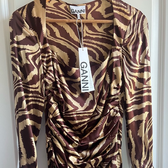 🔥GANNI Silk stretch midi dress - Picture 1 of 11